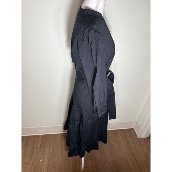 Veronica Beard Black Long Sleeve Cotton Button Up Midi Dress Sz 6 - Picture 3 of 4